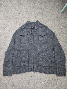 Rock & Republic Men's Heather Gray Zip-Up Sweater Jacket, Size XXL